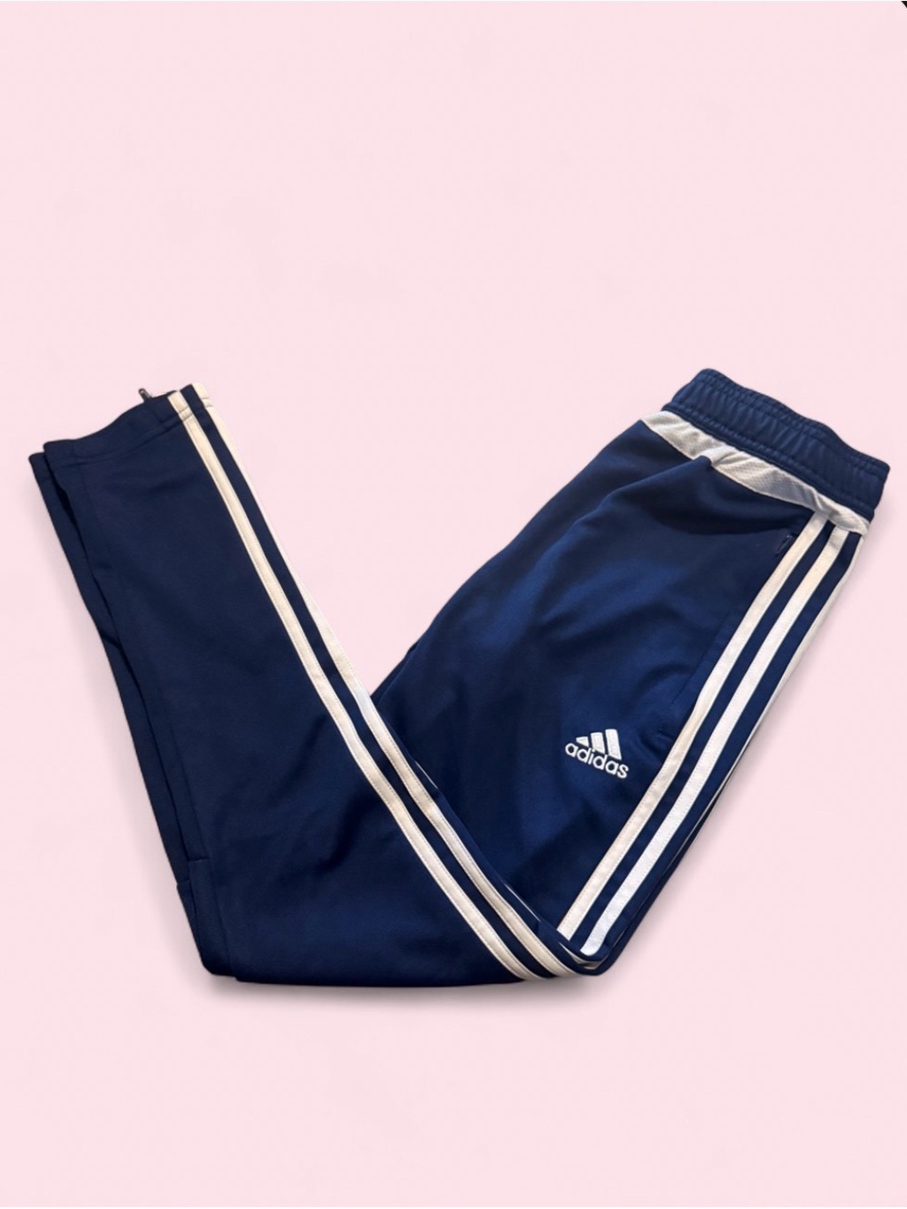 adidas Kids Navy Track Joggers with White Stripes